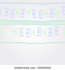   horizontal pattern of zodiac signs, doodles,  object,gemini,pisces, stripes, copy space. Hand drawn.