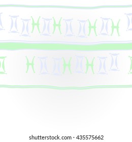    horizontal pattern of zodiac signs, doodles,  object,gemini,pisces, stripes, copy space. Hand drawn.
