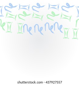 Horizontal    pattern of zodiac signs, doodles,  object,gemini,capricorn,copy space. Hand drawn.