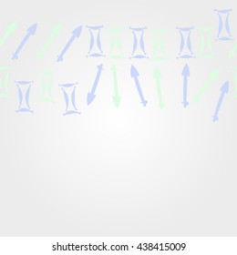 Horizontal    pattern of zodiac signs, doodles,  object,gemini,sagittarius,copy space. Hand drawn.