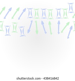 Horizontal    pattern of zodiac signs, doodles,  object,gemini,sagittarius,copy space. Hand drawn.
