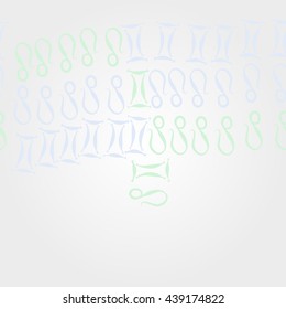 Horizontal    pattern of zodiac signs, doodles,  object, gemini,lion,  copy space. Hand drawn.