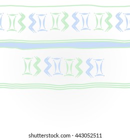   horizontal  pattern of zodiac signs, doodles,  object, gemini,aquarius, stripes, spot, copy space. Hand drawn.