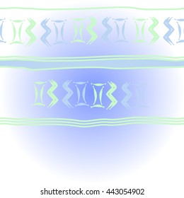   horizontal  pattern of zodiac signs, doodles,  object, gemini,aquarius, stripes, spot, copy space. Hand drawn.