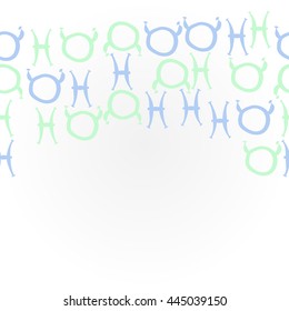 Horizontal   pattern of zodiac signs, doodles,  object, taurus,pisces,  copy space. Hand drawn.
