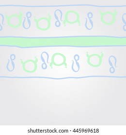 Horizontal   pattern of zodiac signs, doodles,  object, taurus,lions, stripes, spot, copy space. Hand drawn.