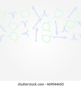    horizontal pattern of zodiac signs, doodles,  object, taurus,aries,sagittarius , copy space. Hand drawn.