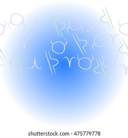 Horizontal   pattern of zodiac signs. Hand drawn.