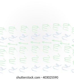 Horizontal    pattern of zodiac signs motif,sagittarius,virgo, capricorn, scorpio, object, copy space. Hand drawn.