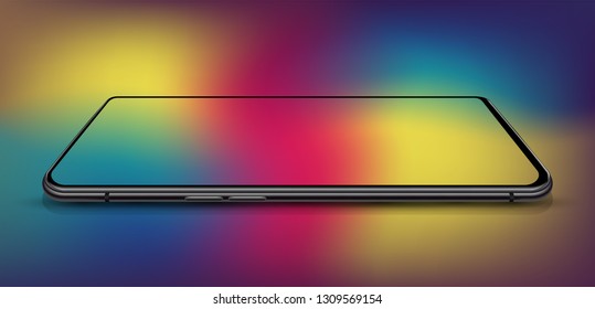 Horizontal perspective smartphone mockup transparent screen for easy place demo application and game.