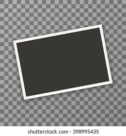 Horizontal photo frame with shadow on transparent background. Vector illustration. EPS 10.