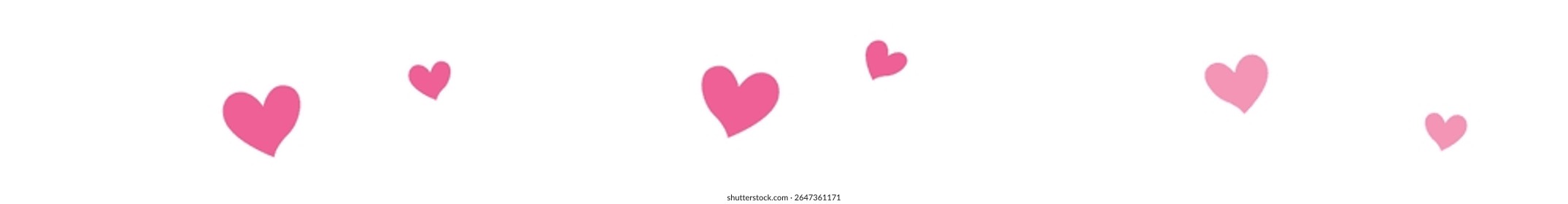 Padrão de onda de borda de coração rosa horizontal, ideal para o Dia dos Namorados, destaques de design, quadros românticos ou decorações bonitas para conteúdo de amor.