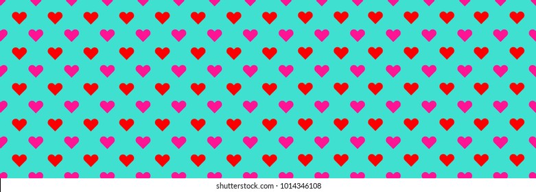 horizontal pink and red hearts for background and design