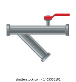 Horizontal pipe with a branch. Vector illustration on white background.