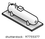 A horizontal plain white gas/liquid/LNG/LPG storage tank.