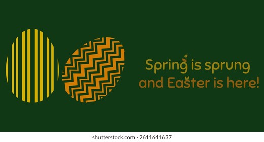 Horizontal postcard or poster with patterned Easter eggs, minimalist holiday greetings vector illustration design
