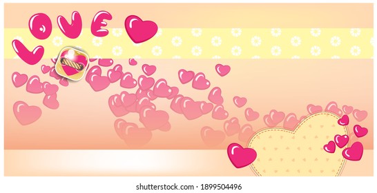 A horizontal postcard.For Valentine's Day.