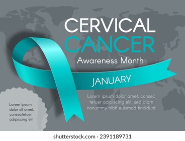 Afiche horizontal para el Mes de Concienciación sobre el Cáncer Cervical con una cinta adhesiva. Ilustración vectorial plana moderna