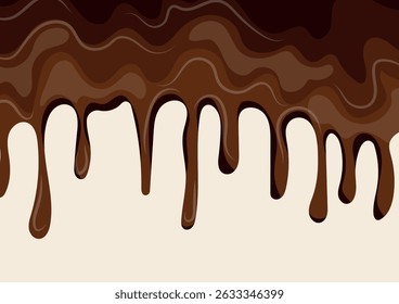 horizontal poster for Chocolate Day with melted dark chocolate dripping down in small drops