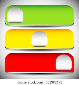 Horizontal power switches, power buttons with 3 states. Sliders in 3 colors.