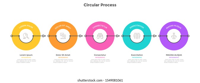 Horizontal Process Chart 5 Round Elements Stock Vector (Royalty Free ...