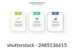 Horizontal progress bar featuring 3 arrow-shaped elements, symbolizing three six stages of business strategy and progression. Clean timeline infographic design template. Vector for presentation