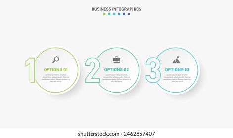 Barra de progreso Horizontal con 3 Elementos en forma de flecha que simbolizan tres y seis etapas de estrategia y progresión empresarial. Plantilla de diseño de infografía de línea de tiempo limpia. Vector de presentación