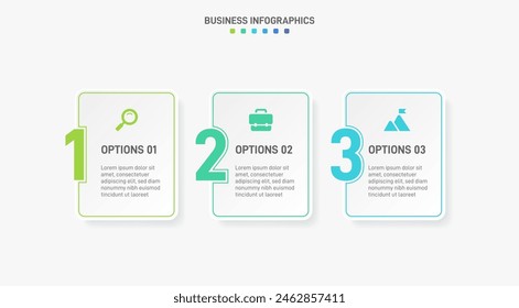 Barra de progreso Horizontal con 3 Elementos en forma de flecha que simbolizan tres y seis etapas de estrategia y progresión empresarial. Plantilla de diseño de infografía de línea de tiempo limpia. Vector de presentación