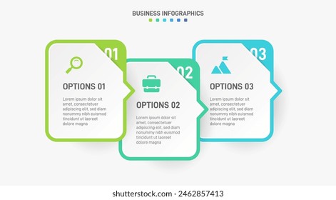 Barra de progreso Horizontal con 3 Elementos en forma de flecha que simbolizan tres y seis etapas de estrategia y progresión empresarial. Plantilla de diseño de infografía de línea de tiempo limpia. Vector de presentación