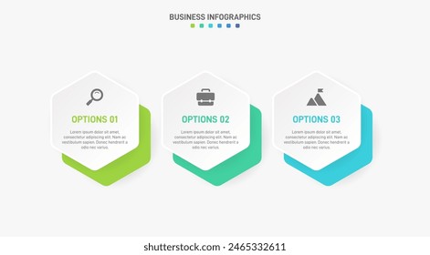Horizontal progress bar featuring 3 arrow-shaped elements, symbolizing three six stages of business strategy and progression. Clean timeline infographic design template. Vector for presentation