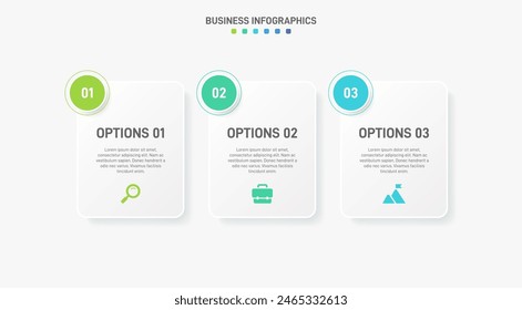 Horizontal progress bar featuring 3 arrow-shaped elements, symbolizing three six stages of business strategy and progression. Clean timeline infographic design template. Vector for presentation