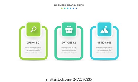 Barra de progreso Horizontal con 3 Elementos en forma de flecha que simbolizan tres y seis etapas de estrategia y progresión empresarial. Plantilla de diseño de infografía de línea de tiempo limpia. Vector de presentación