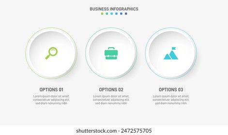 Barra de progreso Horizontal con 3 Elementos en forma de flecha que simbolizan tres y seis etapas de estrategia y progresión empresarial. Plantilla de diseño de infografía de línea de tiempo limpia. Vector de presentación