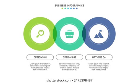 Horizontal progress bar featuring 3 arrow-shaped elements, symbolizing three six stages of business strategy and progression. Clean timeline infographic design template. Vector for presentation