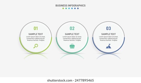 Horizontal progress bar featuring 3 arrow-shaped elements, symbolizing three six stages of business strategy and progression. Clean timeline infographic design template. Vector for presentation