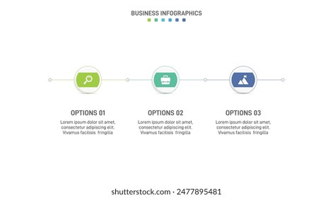 Horizontal progress bar featuring 3 arrow-shaped elements, symbolizing three six stages of business strategy and progression. Clean timeline infographic design template. Vector for presentation