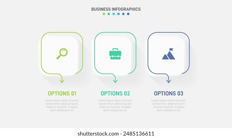 Barra de progreso Horizontal con 3 Elementos en forma de flecha que simbolizan tres y seis etapas de estrategia y progresión empresarial. Plantilla de diseño de infografía de línea de tiempo limpia. Vector de presentación