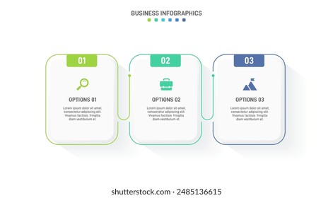 Horizontal progress bar featuring 3 arrow-shaped elements, symbolizing three six stages of business strategy and progression. Clean timeline infographic design template. Vector for presentation