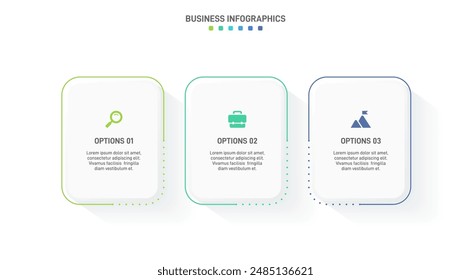 Horizontal progress bar featuring 3 arrow-shaped elements, symbolizing three six stages of business strategy and progression. Clean timeline infographic design template. Vector for presentation