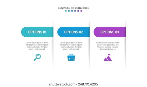 Horizontal progress bar featuring 3 arrow-shaped elements, symbolizing three six stages of business strategy and progression. Clean timeline infographic design template. Vector for presentation