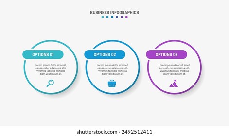 Horizontal progress bar featuring 3 arrow-shaped elements, symbolizing three six stages of business strategy and progression. Clean timeline infographic design template. Vector for presentation