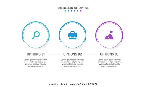 Barra de progreso Horizontal con 3 Elementos en forma de flecha, que simbolizan tres seis etapas de estrategia y progresión empresarial. Plantilla de diseño de infografía de línea de tiempo limpia. Vector de presentación