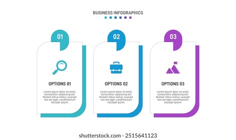 Horizontal progress bar featuring 3 arrow-shaped elements, symbolizing three six stages of business strategy and progression. Clean timeline infographic design template. Vector for presentation