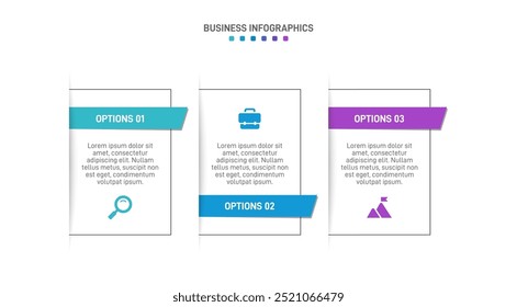 Horizontal progress bar featuring 3 arrow-shaped elements, symbolizing three six stages of business strategy and progression. Clean timeline infographic design template. Vector for presentation