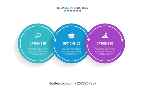 Barra de progresso horizontal com 3 elementos em forma de seta, simbolizando três seis estágios de estratégia e progressão de negócios. Modelo de design de infográfico de linha do tempo limpo. Vetor para apresentação