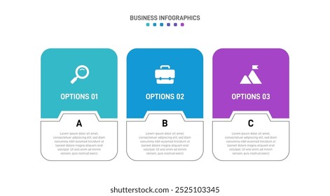 Horizontal progress bar featuring 3 arrow-shaped elements, symbolizing three six stages of business strategy and progression. Clean timeline infographic design template. Vector for presentation
