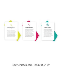 Horizontal progress bar featuring 3 arrow-shaped elements, symbolizing three six stages of business