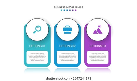 Horizontal progress bar featuring 3 arrow-shaped elements, symbolizing three six stages of business strategy and progression. Clean timeline infographic design template. Vector for presentation