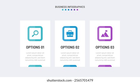 Horizontal progress bar featuring 3 arrow-shaped elements, symbolizing three six stages of business strategy and progression. Clean timeline infographic design template. Vector for presentation