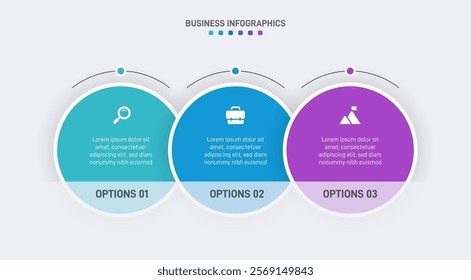 Horizontal progress bar featuring 3 arrow-shaped elements, symbolizing three six stages of business strategy and progression. Clean timeline infographic design template. Vector for presentation